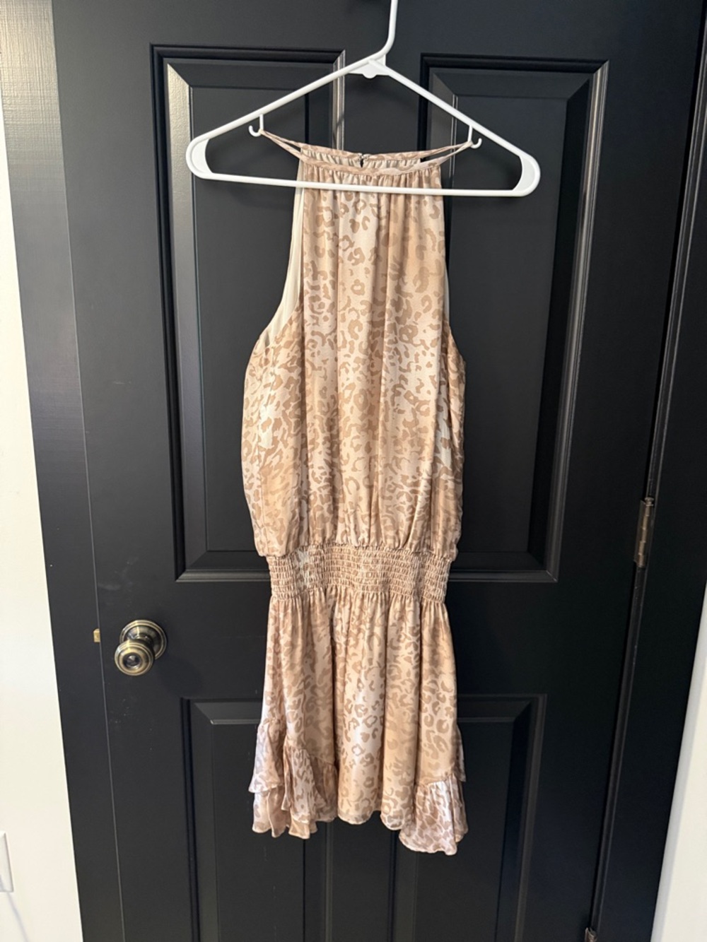Ramy Brook Neutral Beige Halter Mini Dress